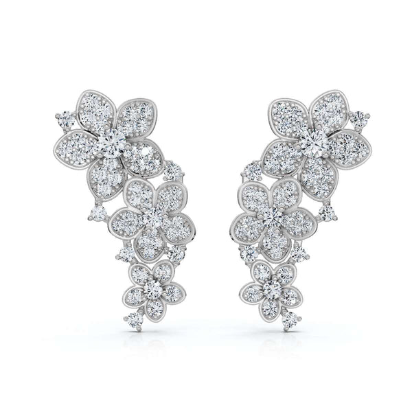 The Wildflower Vine: 3.30 CTW Graduated Diamond Cluster Statement Studs 14K-18K Gold/Platinum