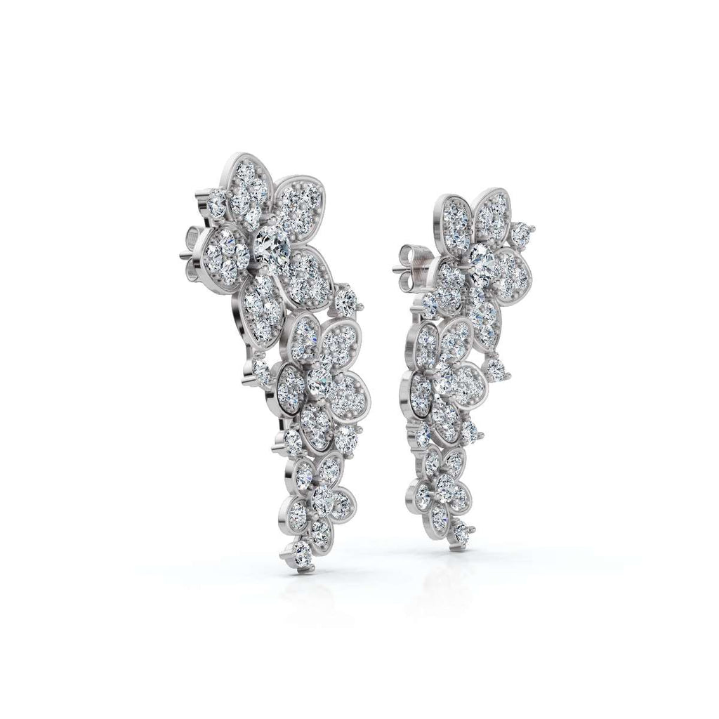 The Wildflower Vine: 3.30 CTW Graduated Diamond Cluster Statement Studs 14K-18K Gold/Platinum