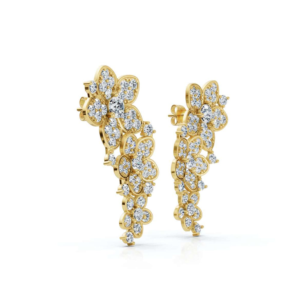The Wildflower Vine: 3.30 CTW Graduated Diamond Cluster Statement Studs 14K-18K Gold/Platinum