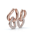 The Metamorphic Link: 1.26 CTW Organic Multi-Row Pavé Huggie Drop Earrings 14K-18K Gold/Platinum