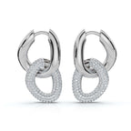 The Metamorphic Link: 1.26 CTW Organic Multi-Row Pavé Huggie Drop Earrings 14K-18K Gold/Platinum