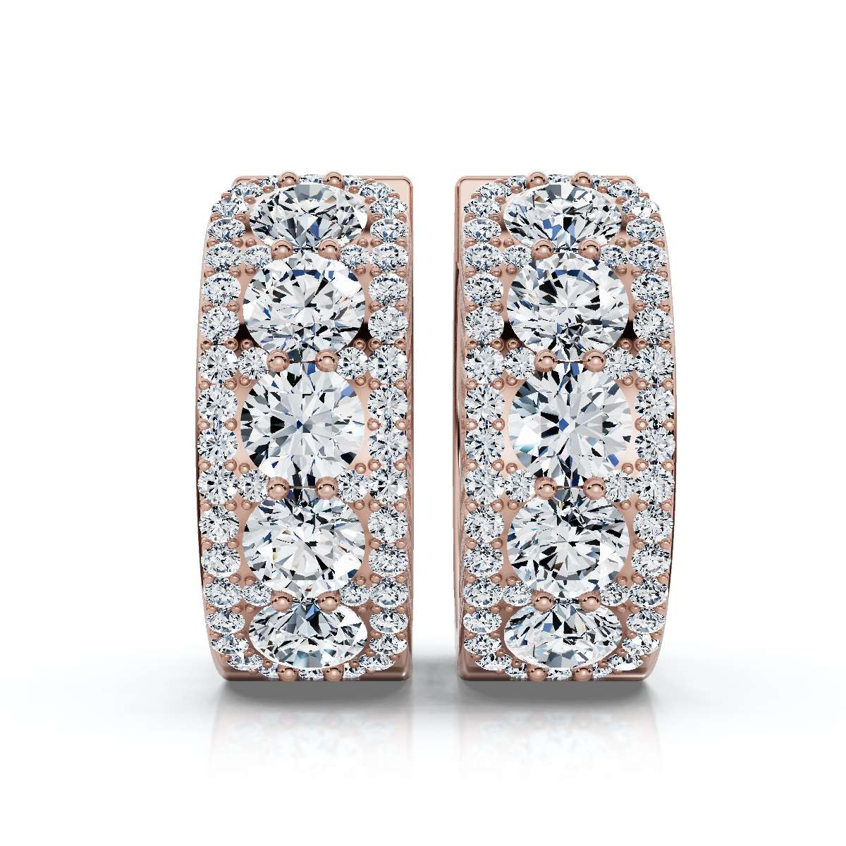 The Grand Mosaic: 2.12 CTW Multi-Stone Pavé Halo Statement Huggies 14K-18K Gold/Platinum