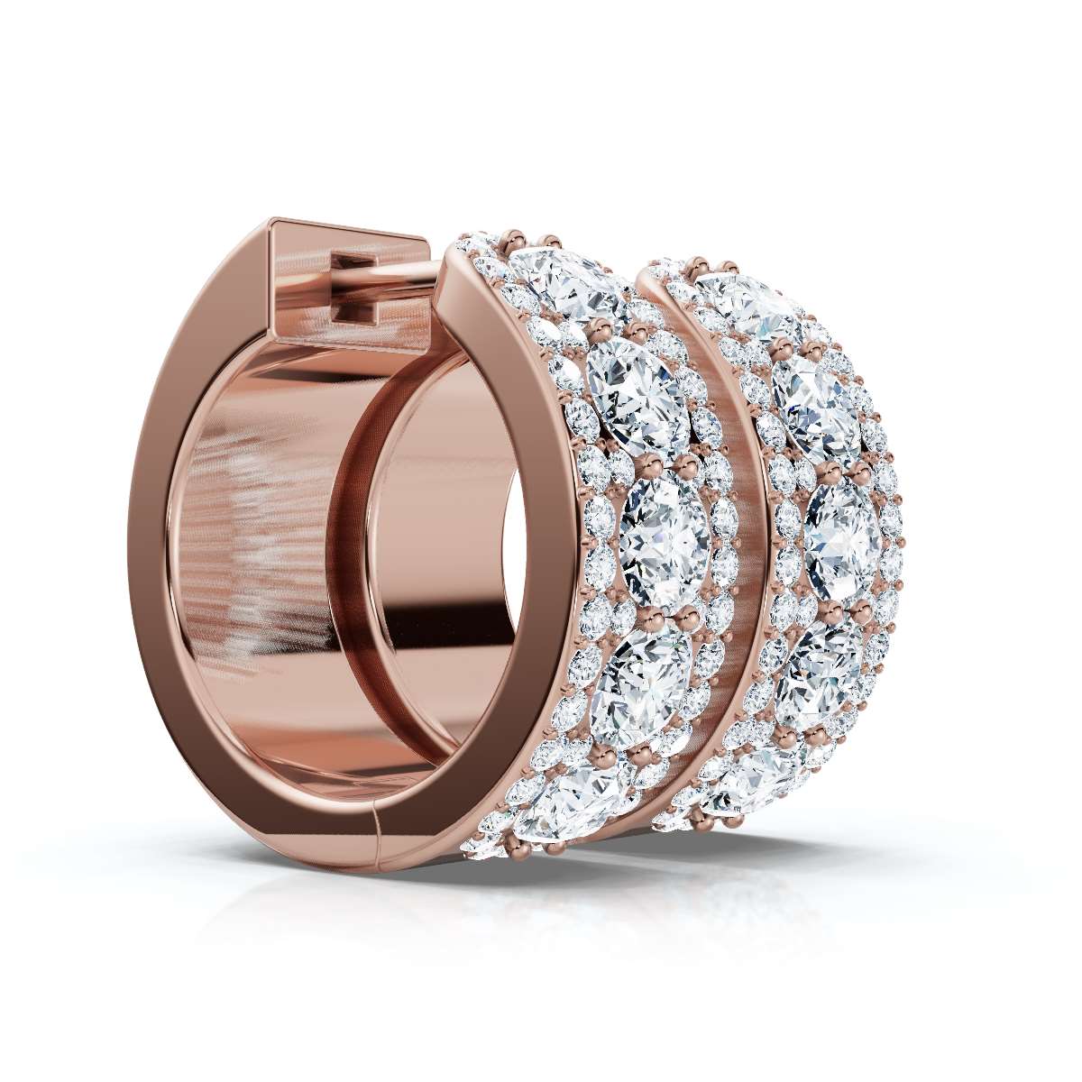 The Grand Mosaic: 2.12 CTW Multi-Stone Pavé Halo Statement Huggies 14K-18K Gold/Platinum