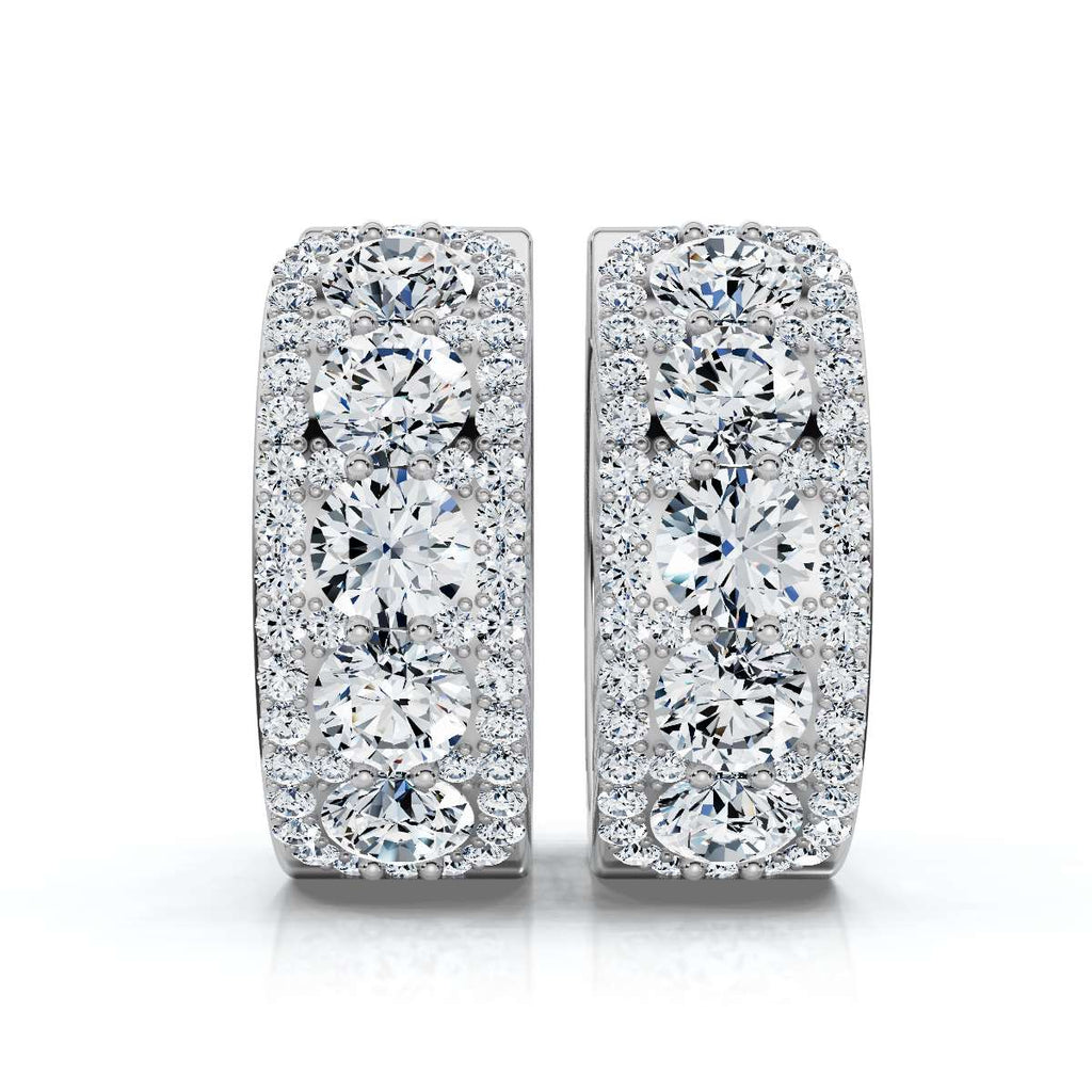 The Grand Mosaic: 2.12 CTW Multi-Stone Pavé Halo Statement Huggies 14K-18K Gold/Platinum