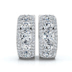 The Grand Mosaic: 2.12 CTW Multi-Stone Pavé Halo Statement Huggies 14K-18K Gold/Platinum
