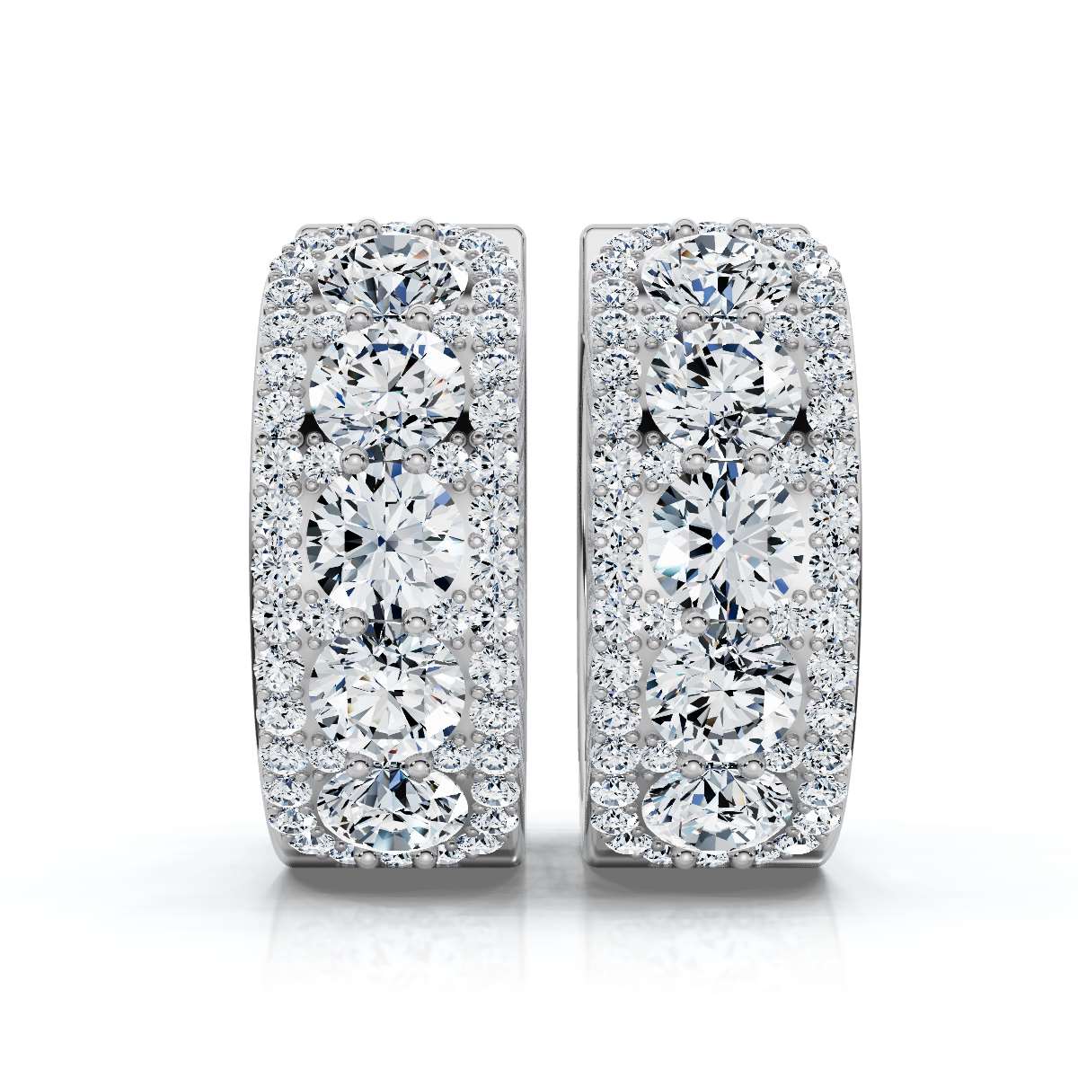The Grand Mosaic: 2.12 CTW Multi-Stone Pavé Halo Statement Huggies 14K-18K Gold/Platinum