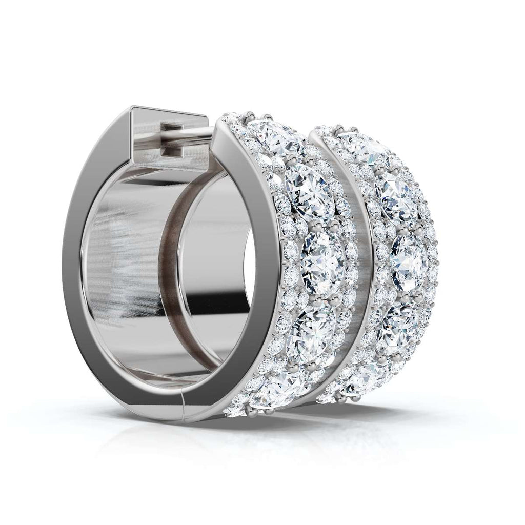 The Grand Mosaic: 2.12 CTW Multi-Stone Pavé Halo Statement Huggies 14K-18K Gold/Platinum