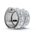 The Grand Mosaic: 2.12 CTW Multi-Stone Pavé Halo Statement Huggies 14K-18K Gold/Platinum