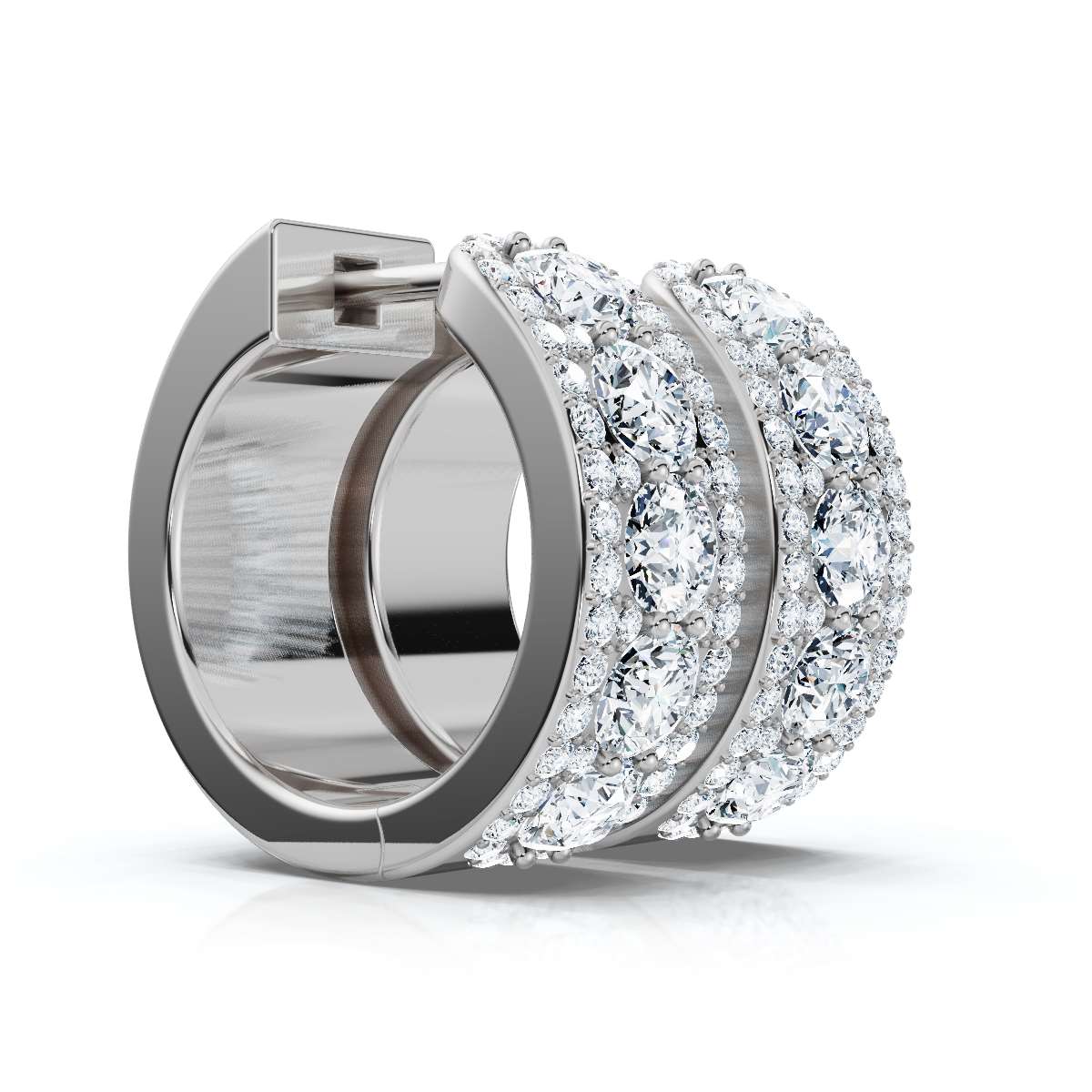 The Grand Mosaic: 2.12 CTW Multi-Stone Pavé Halo Statement Huggies 14K-18K Gold/Platinum