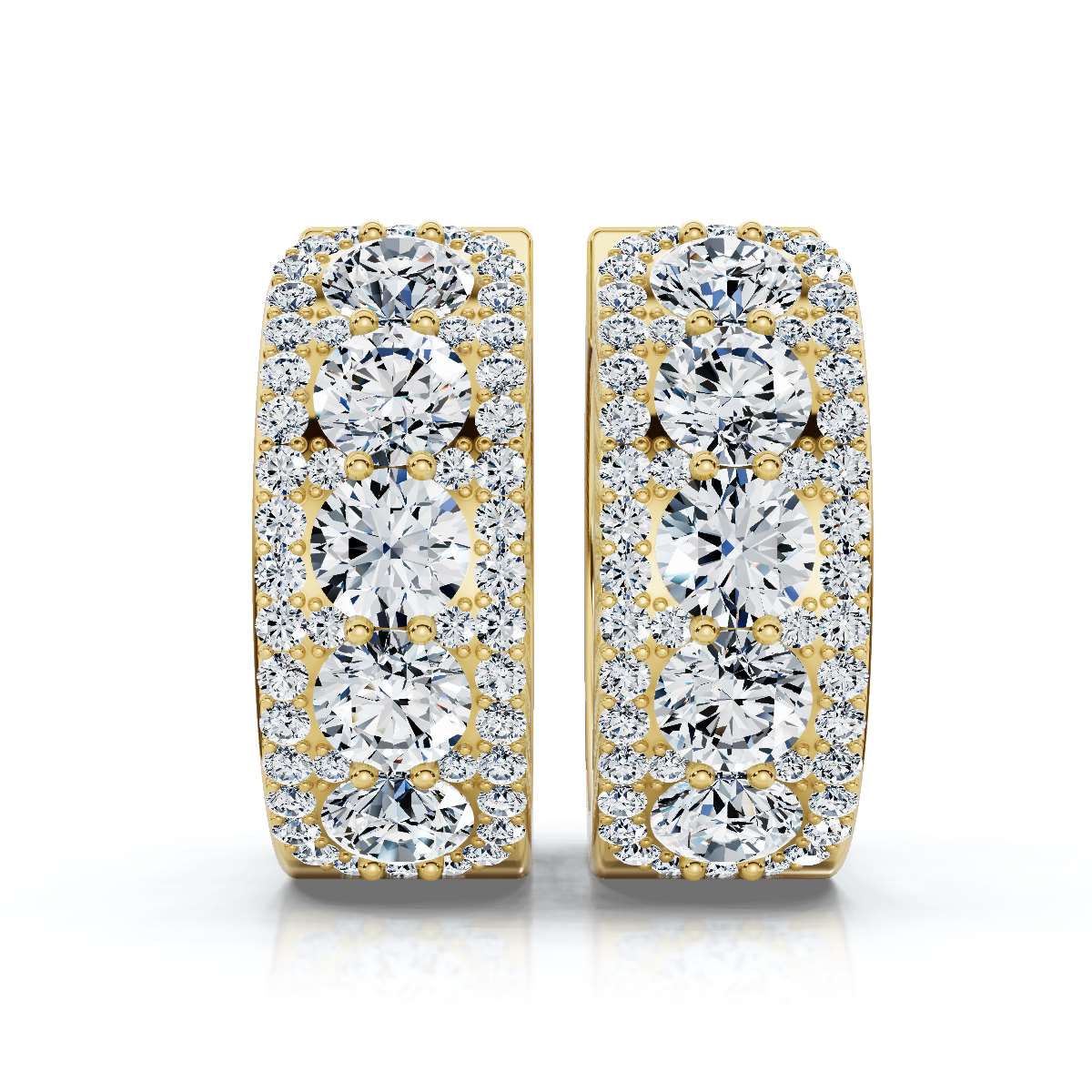 The Grand Mosaic: 2.12 CTW Multi-Stone Pavé Halo Statement Huggies 14K-18K Gold/Platinum