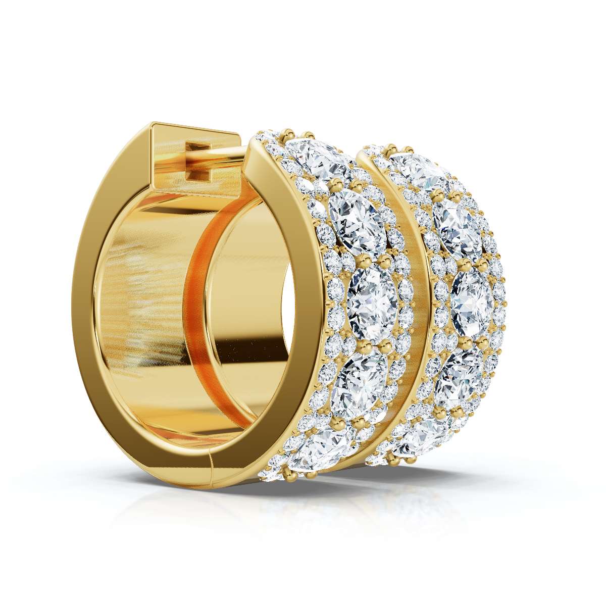 The Grand Mosaic: 2.12 CTW Multi-Stone Pavé Halo Statement Huggies 14K-18K Gold/Platinum