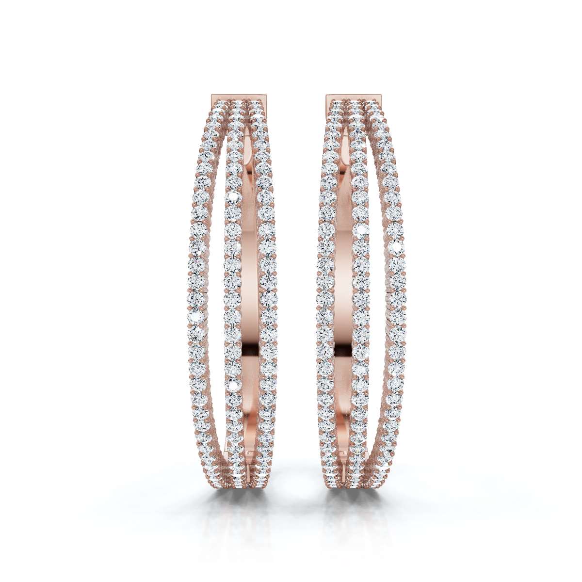 The Grand Pavé Hoop: 1.72 - 2.50 CTW Triple-Row Diamond Adjustable Statement Hoops 14K-18K Gold Platinum
