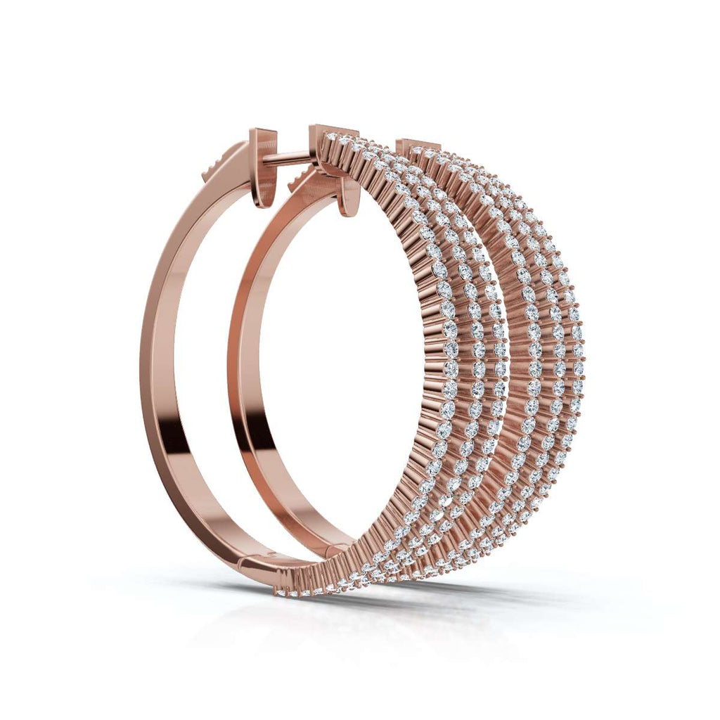 The Grand Pavé Hoop: 1.72 - 2.50 CTW Triple-Row Diamond Adjustable Statement Hoops 14K-18K Gold Platinum