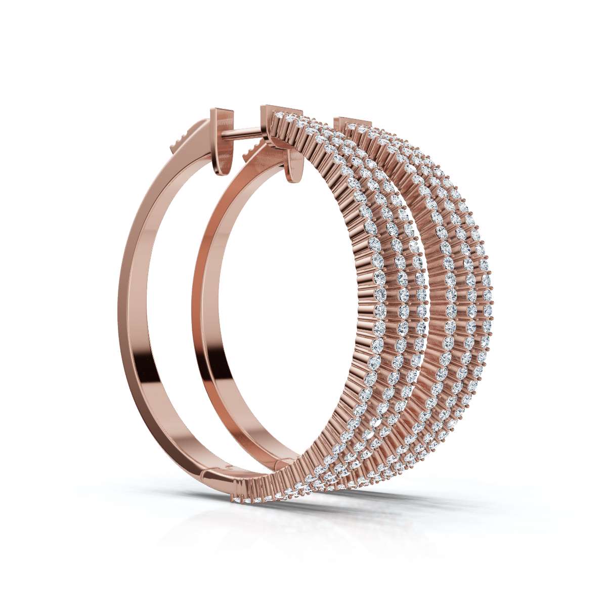The Grand Pavé Hoop: 1.72 - 2.50 CTW Triple-Row Diamond Adjustable Statement Hoops 14K-18K Gold Platinum