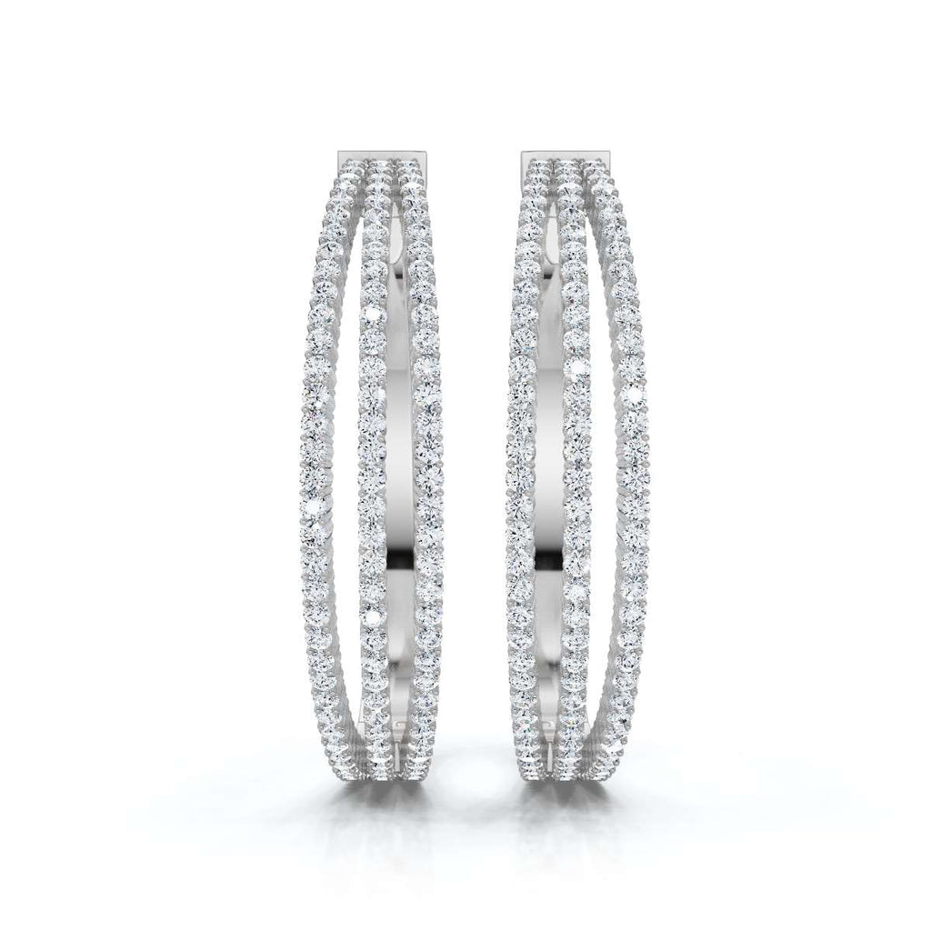 The Grand Pavé Hoop: 1.72 - 2.50 CTW Triple-Row Diamond Adjustable Statement Hoops 14K-18K Gold Platinum