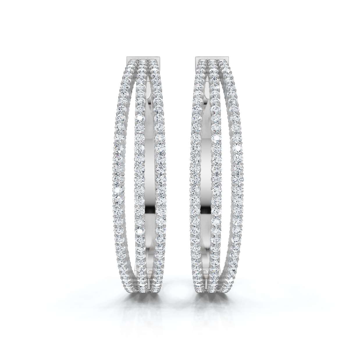 The Grand Pavé Hoop: 1.72 - 2.50 CTW Triple-Row Diamond Adjustable Statement Hoops 14K-18K Gold Platinum