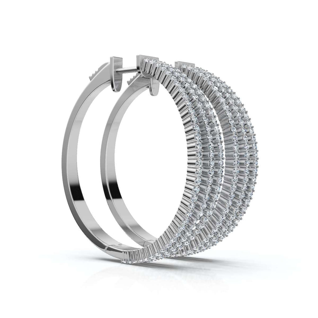 The Grand Pavé Hoop: 1.72 - 2.50 CTW Triple-Row Diamond Adjustable Statement Hoops 14K-18K Gold Platinum