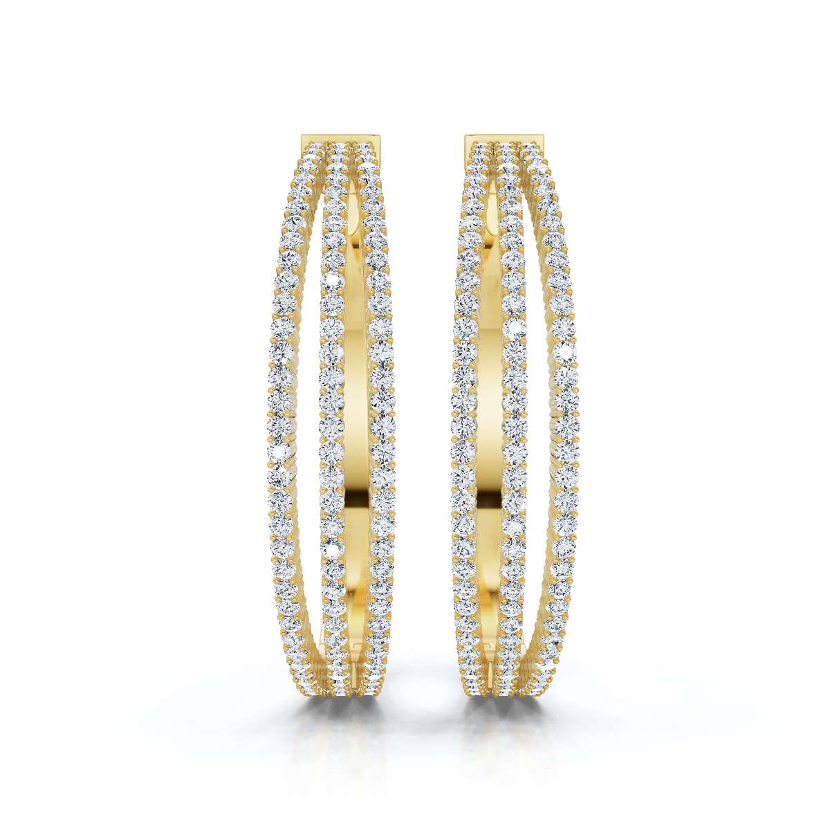 The Grand Pavé Hoop: 1.72 - 2.50 CTW Triple-Row Diamond Adjustable Statement Hoops 14K-18K Gold Platinum