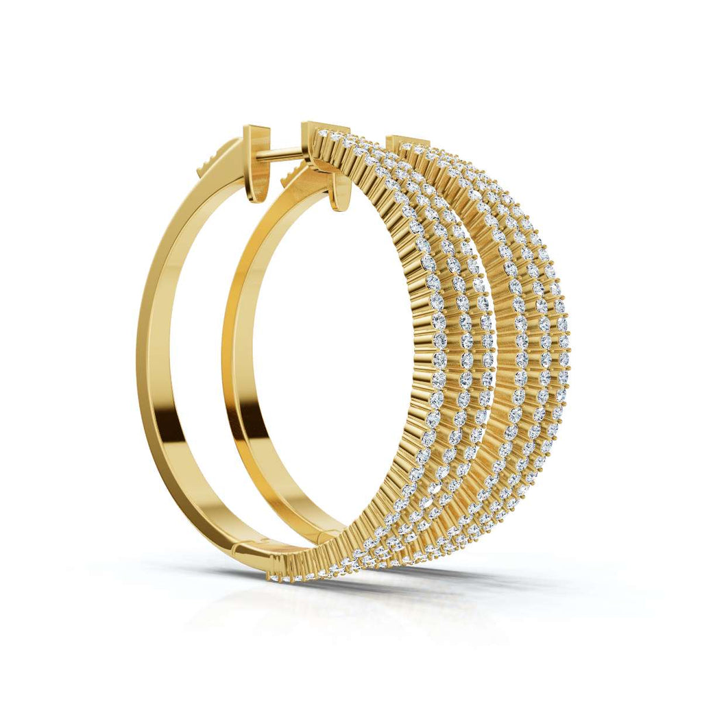 The Grand Pavé Hoop: 1.72 - 2.50 CTW Triple-Row Diamond Adjustable Statement Hoops 14K-18K Gold Platinum