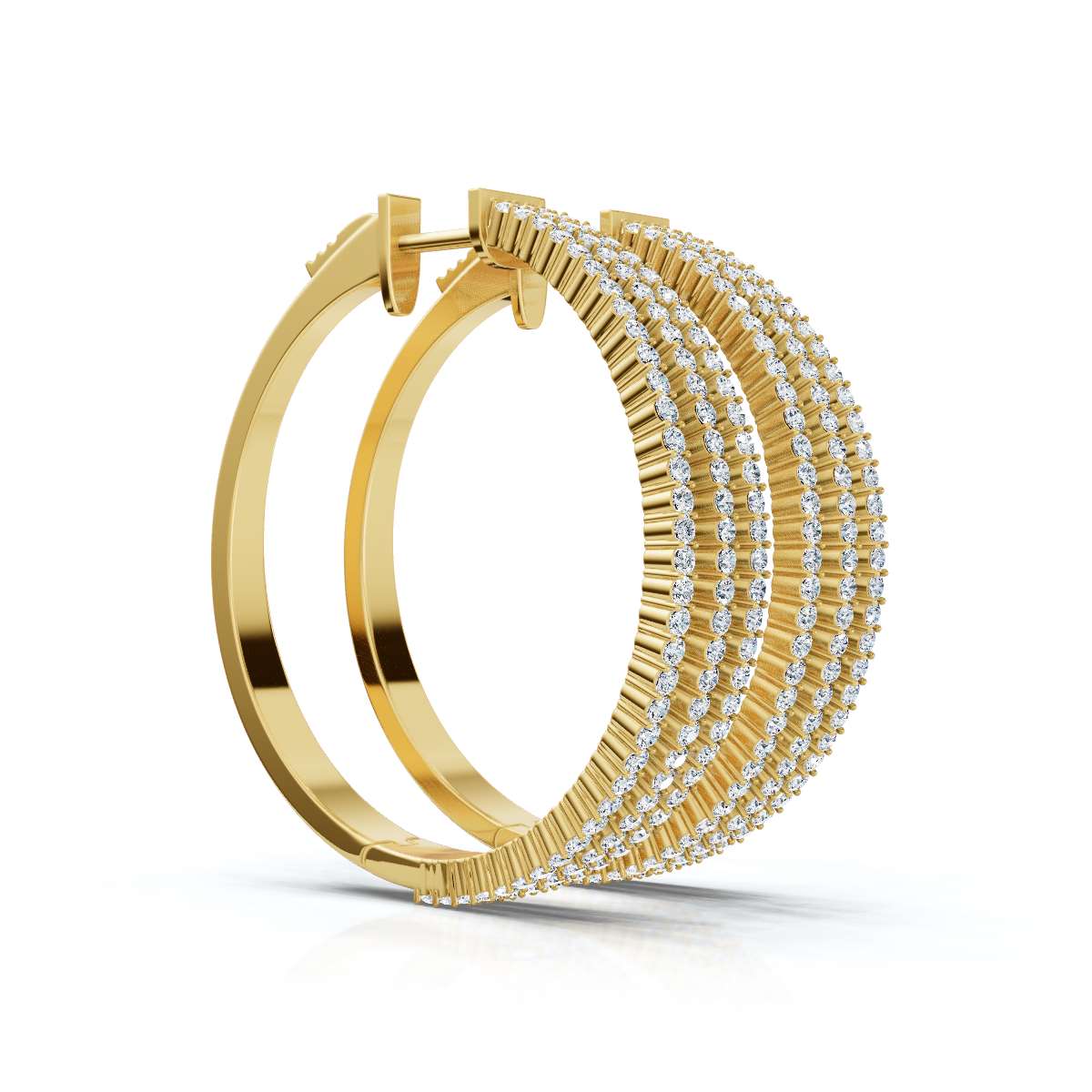 The Grand Pavé Hoop: 1.72 - 2.50 CTW Triple-Row Diamond Adjustable Statement Hoops 14K-18K Gold Platinum
