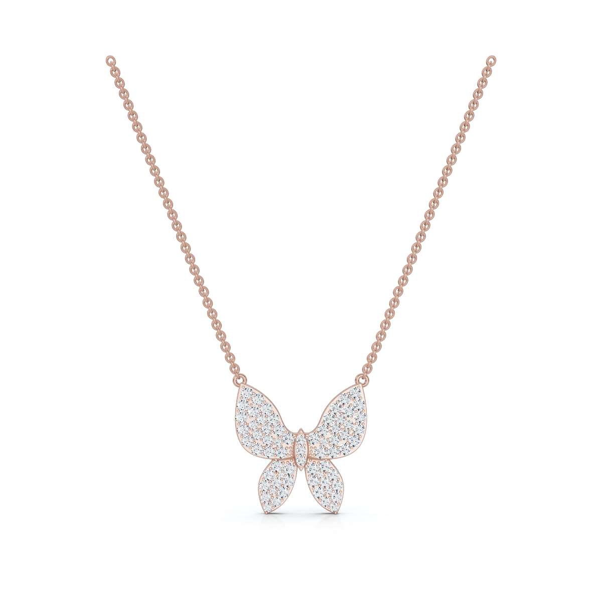 0.77 CTW Round Lab-Grown Diamond Open Wing Butterfly Pendant Necklace 14K-18K Gold/Platinum