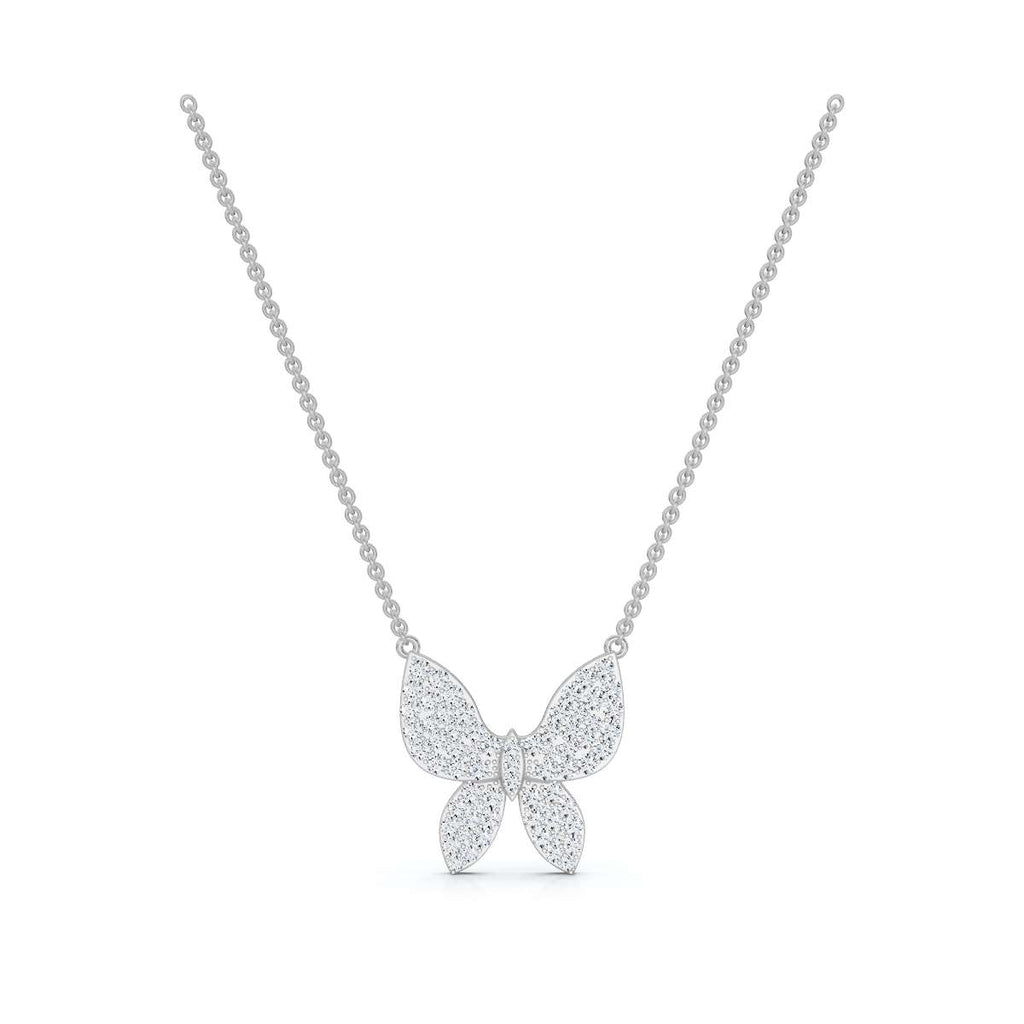 0.77 CTW Round Lab-Grown Diamond Open Wing Butterfly Pendant Necklace 14K-18K Gold/Platinum