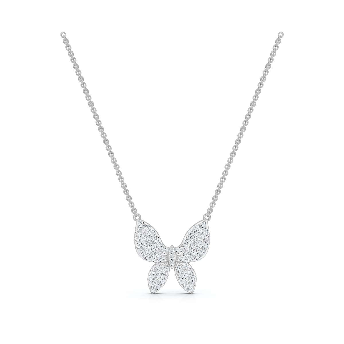 0.77 CTW Round Lab-Grown Diamond Open Wing Butterfly Pendant Necklace 14K-18K Gold/Platinum