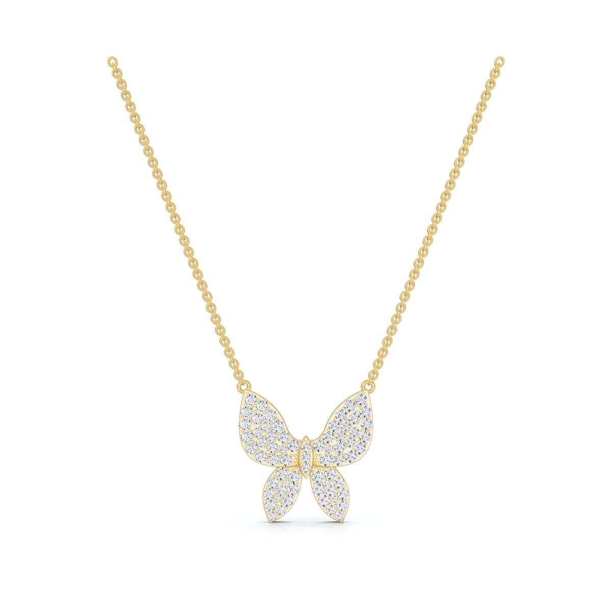 0.77 CTW Round Lab-Grown Diamond Open Wing Butterfly Pendant Necklace 14K-18K Gold/Platinum