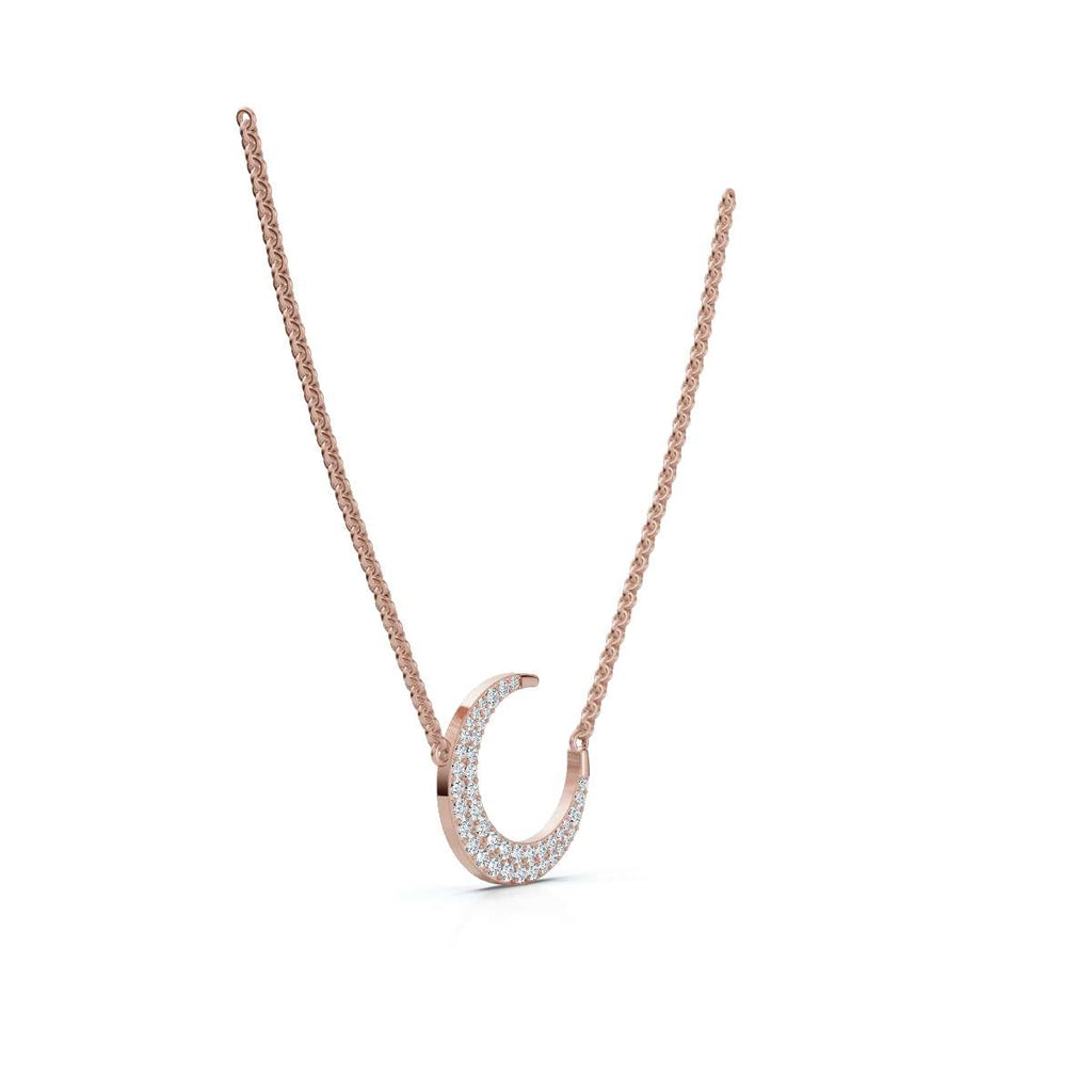 The Luna Grace: 0.50 CTW Graduated Diamond Pavé Crescent 14K-18K Gold/Platinum Necklace