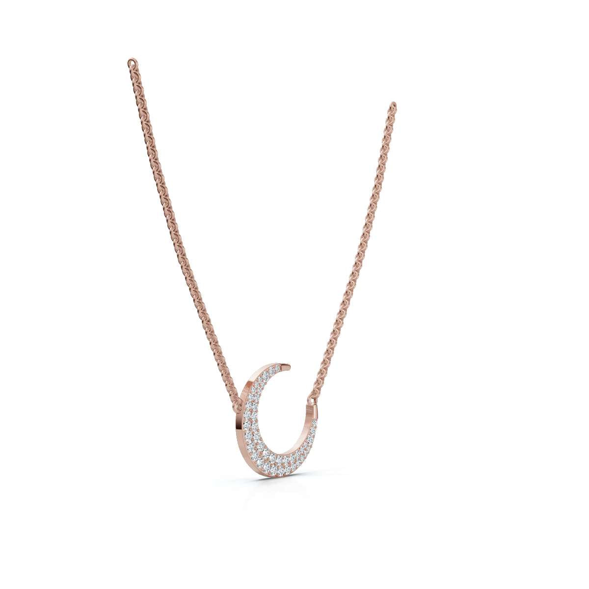 The Luna Grace: 0.50 CTW Graduated Diamond Pavé Crescent 14K-18K Gold/Platinum Necklace