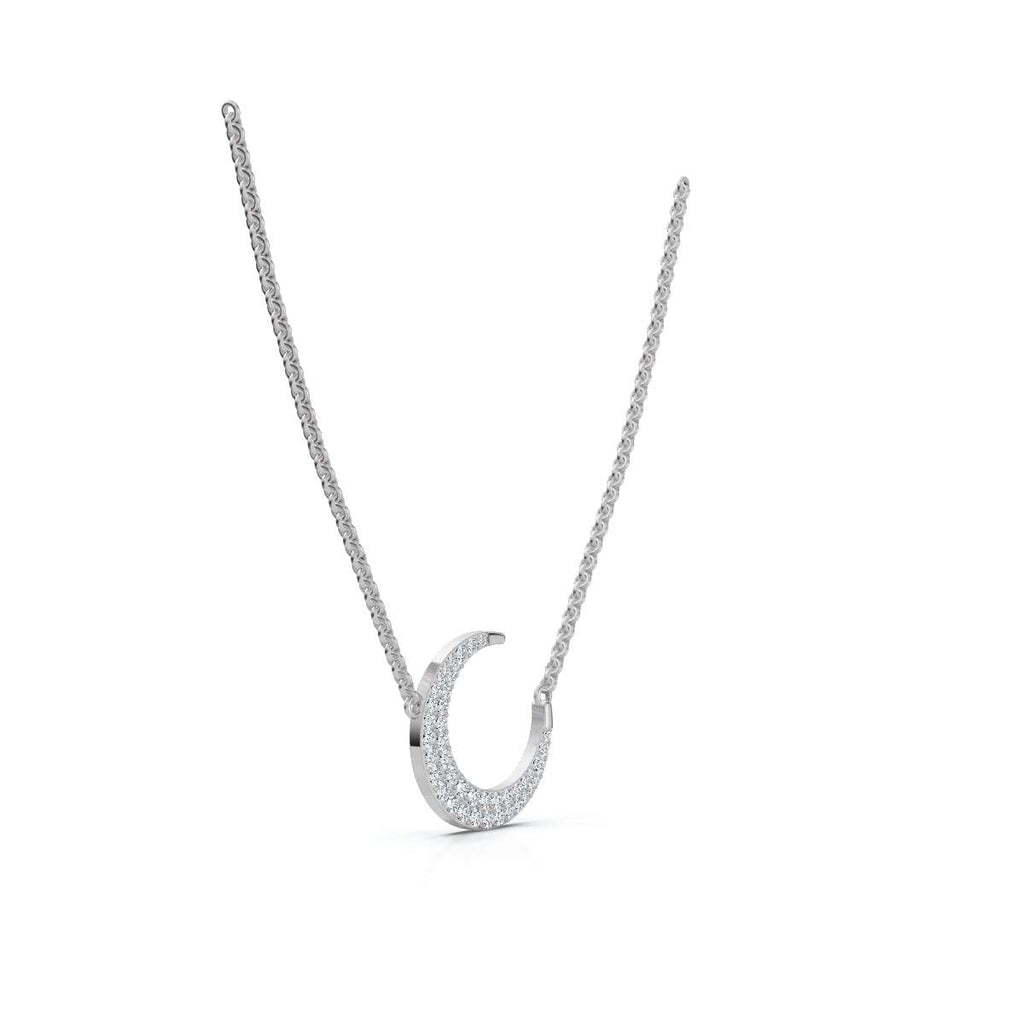 The Luna Grace: 0.50 CTW Graduated Diamond Pavé Crescent 14K-18K Gold/Platinum Necklace