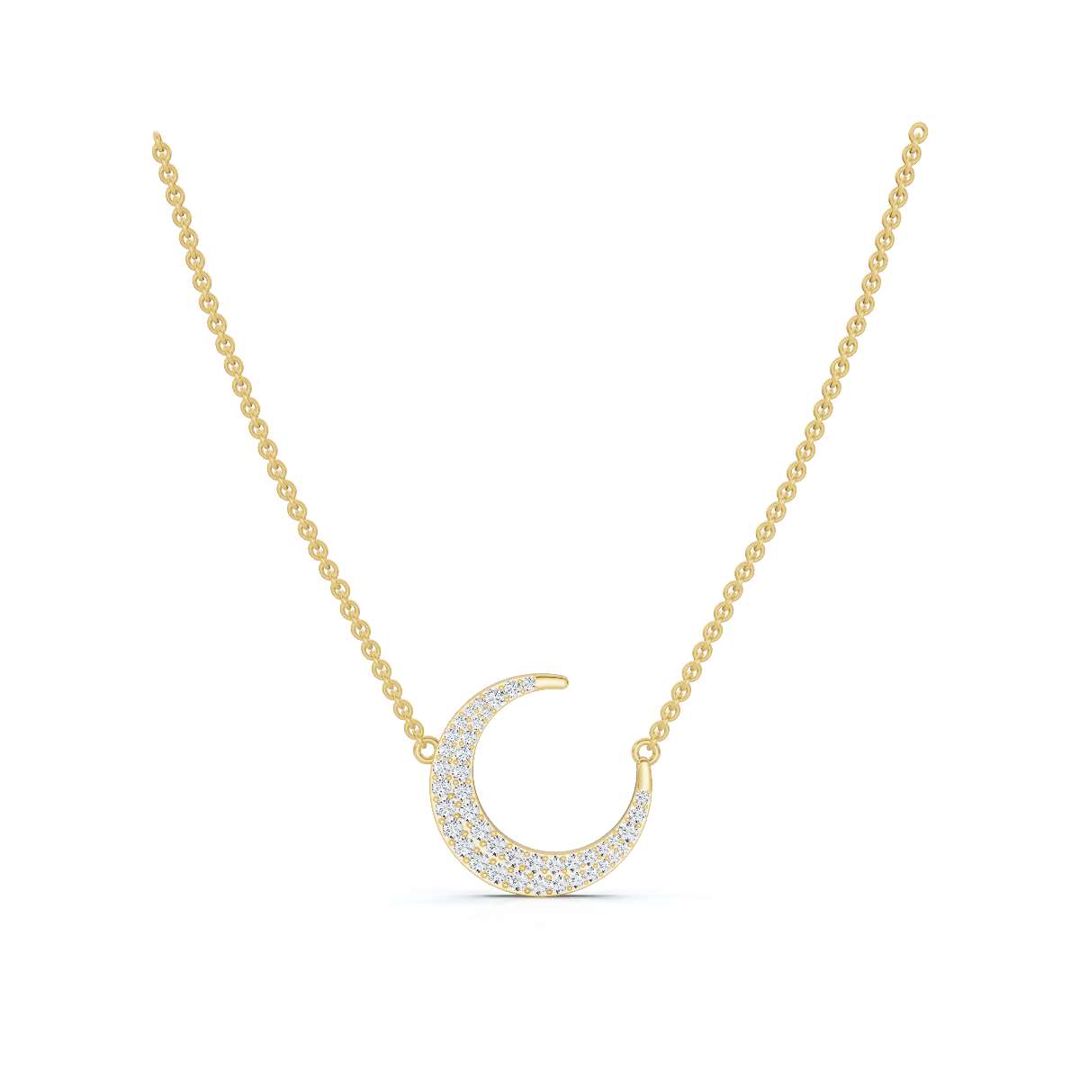 The Luna Grace: 0.50 CTW Graduated Diamond Pavé Crescent 14K-18K Gold/Platinum Necklace