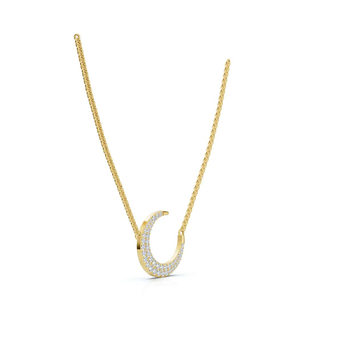 The Luna Grace: 0.50 CTW Graduated Diamond Pavé Crescent 14K-18K Gold/Platinum Necklace