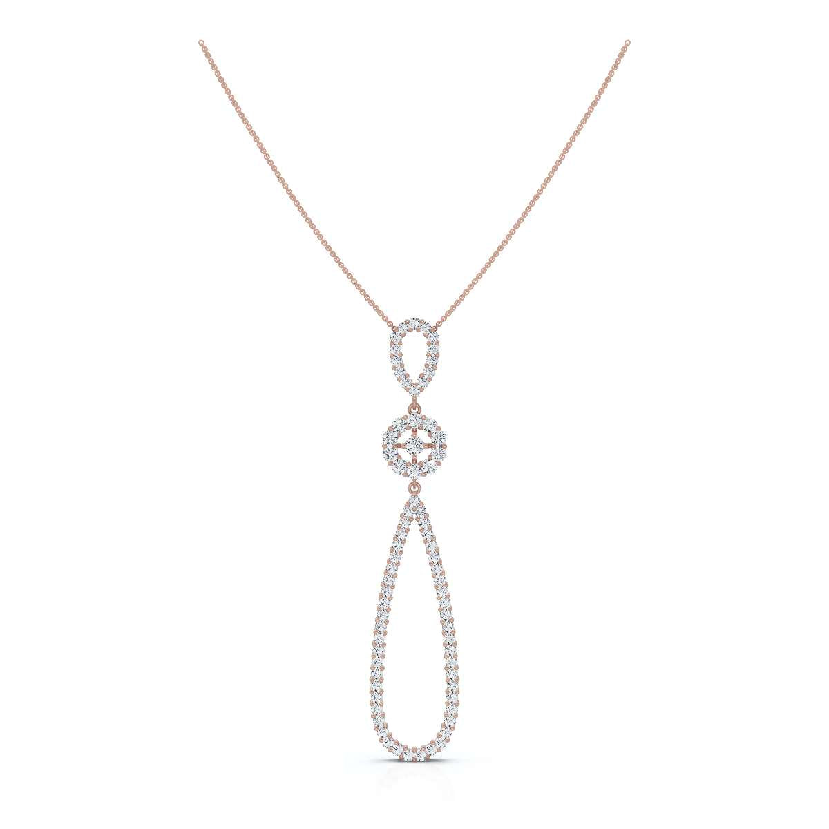 The Trinity Loop: 0.53 CTW Open-Teardrop Geometric Statement 14K-18K Gold/Platinum Necklace