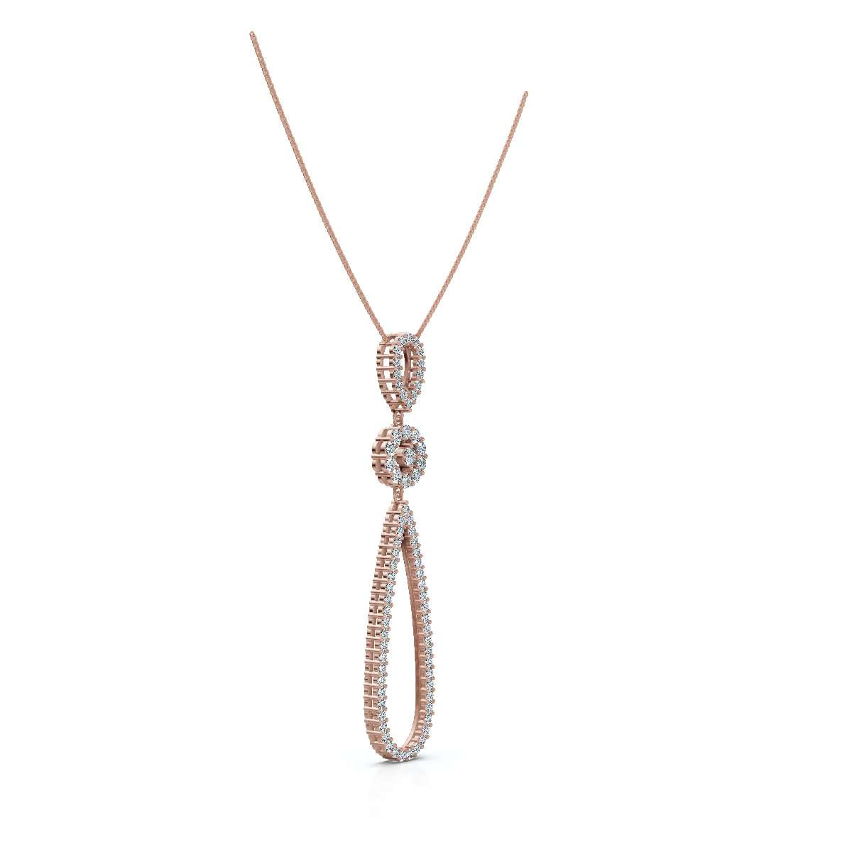 The Trinity Loop: 0.53 CTW Open-Teardrop Geometric Statement 14K-18K Gold/Platinum Necklace