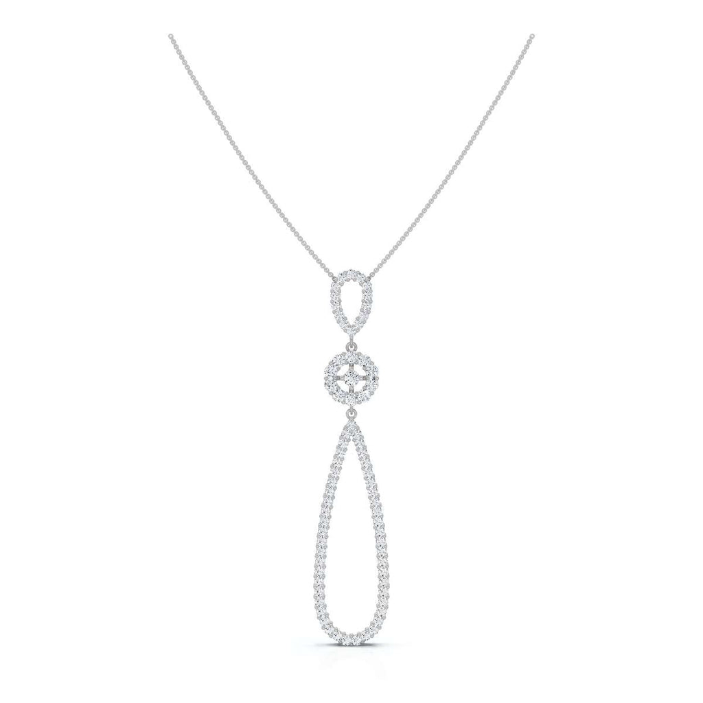 The Trinity Loop: 0.53 CTW Open-Teardrop Geometric Statement 14K-18K Gold/Platinum Necklace