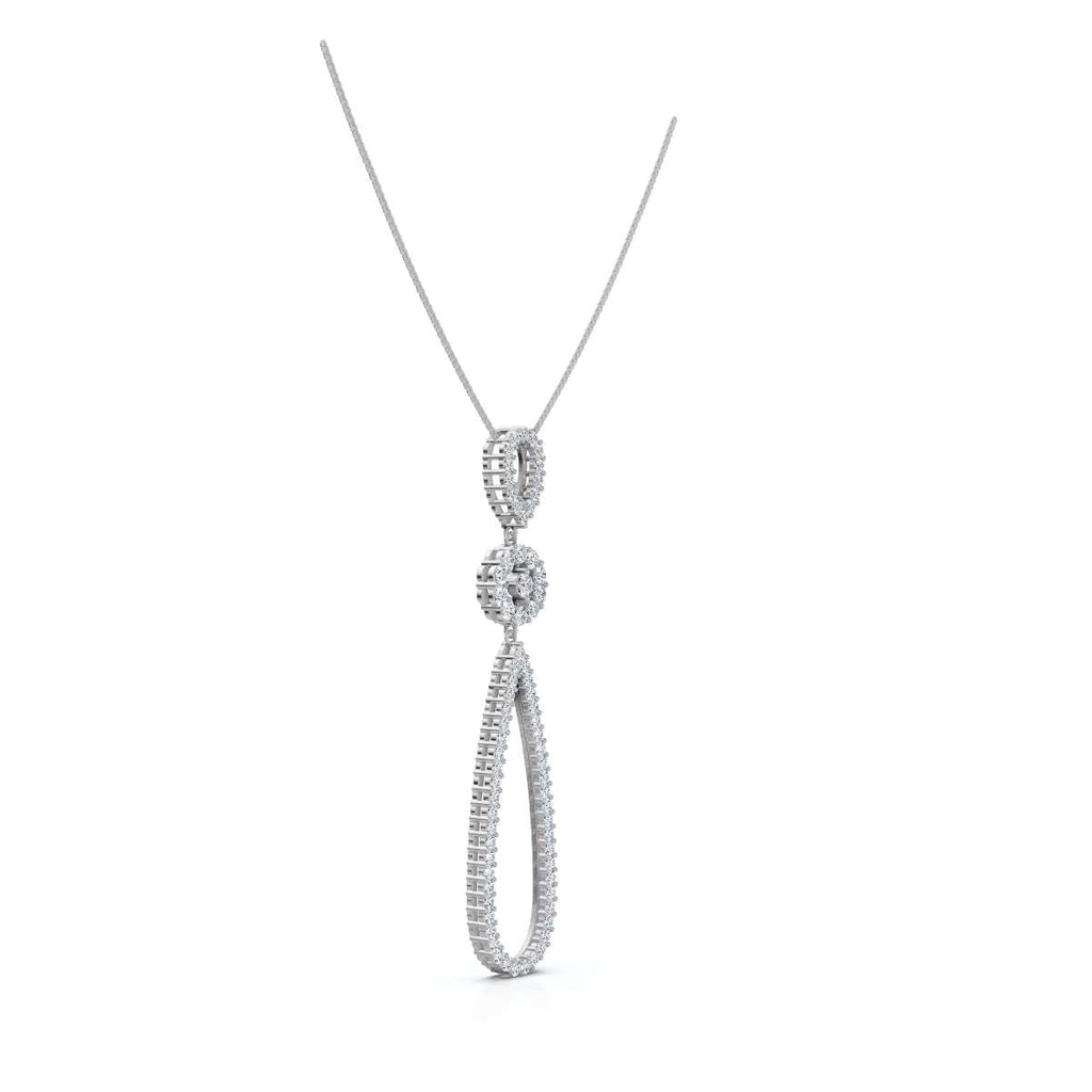 The Trinity Loop: 0.53 CTW Open-Teardrop Geometric Statement 14K-18K Gold/Platinum Necklace