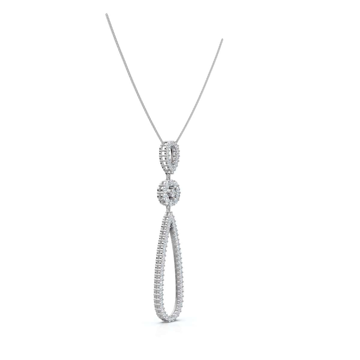 The Trinity Loop: 0.53 CTW Open-Teardrop Geometric Statement 14K-18K Gold/Platinum Necklace