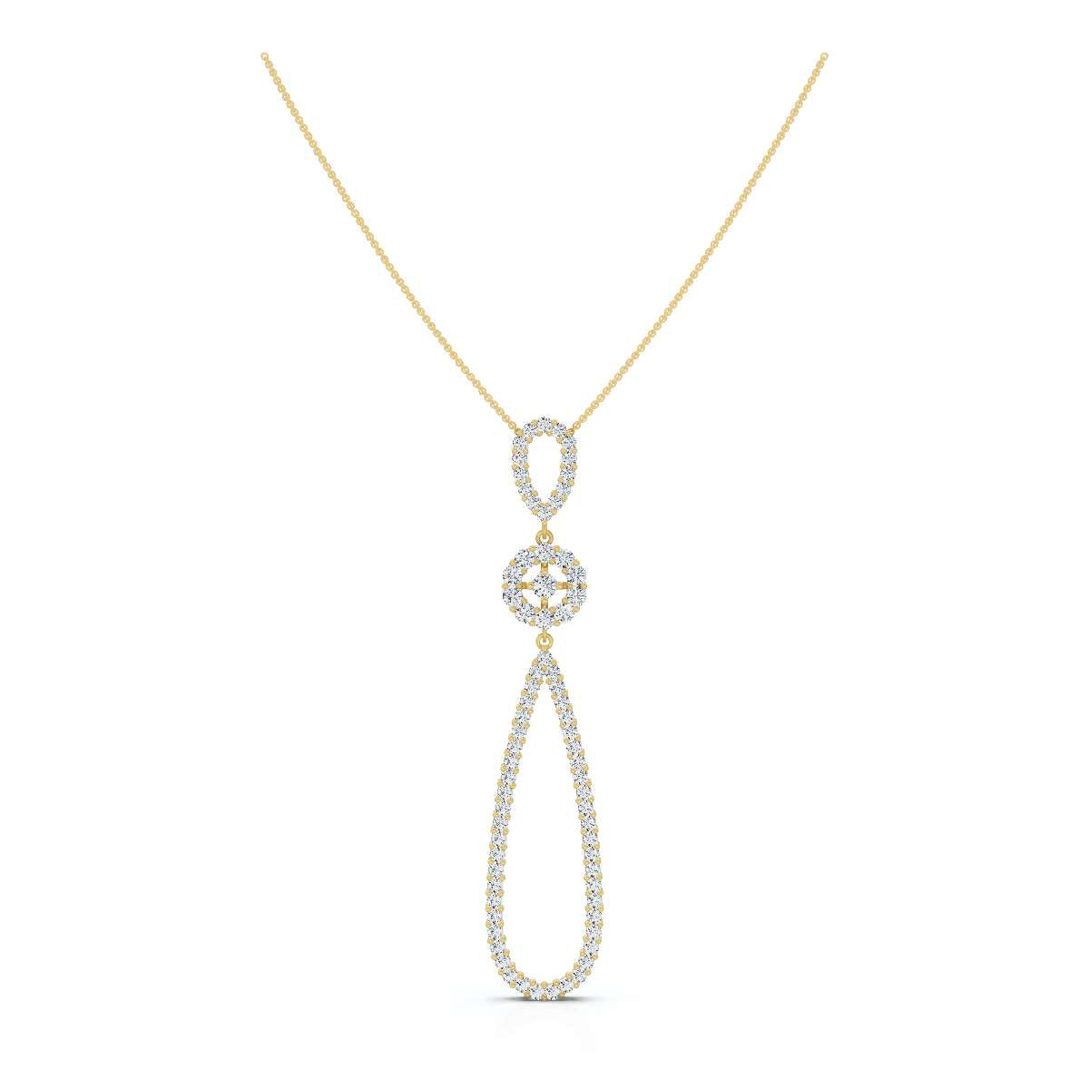 The Trinity Loop: 0.53 CTW Open-Teardrop Geometric Statement 14K-18K Gold/Platinum Necklace