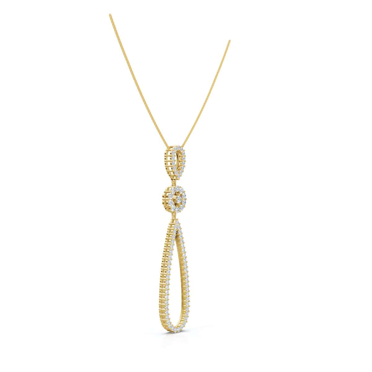 The Trinity Loop: 0.53 CTW Open-Teardrop Geometric Statement 14K-18K Gold/Platinum Necklace