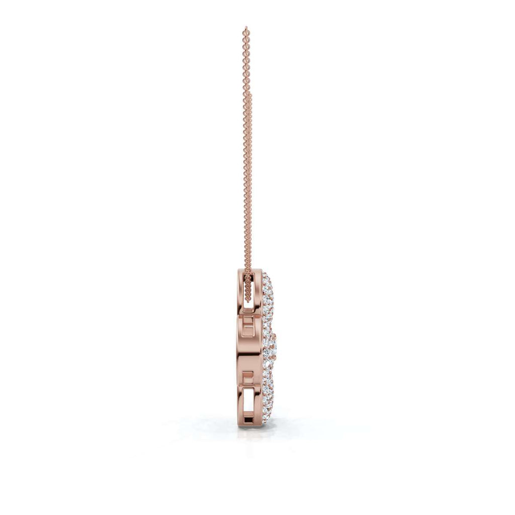 The Clover Blossom: 0.75 CTW Dimensional Diamond Pavé Pendant Necklace 14K-18K Gold/Platinum Necklace