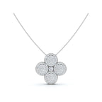 The Clover Blossom: 0.75 CTW Dimensional Diamond Pavé Pendant Necklace 14K-18K Gold/Platinum Necklace