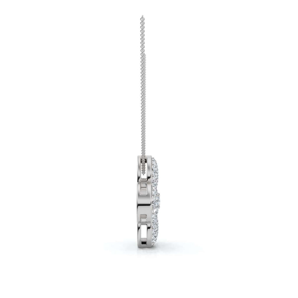 The Clover Blossom: 0.75 CTW Dimensional Diamond Pavé Pendant Necklace 14K-18K Gold/Platinum Necklace