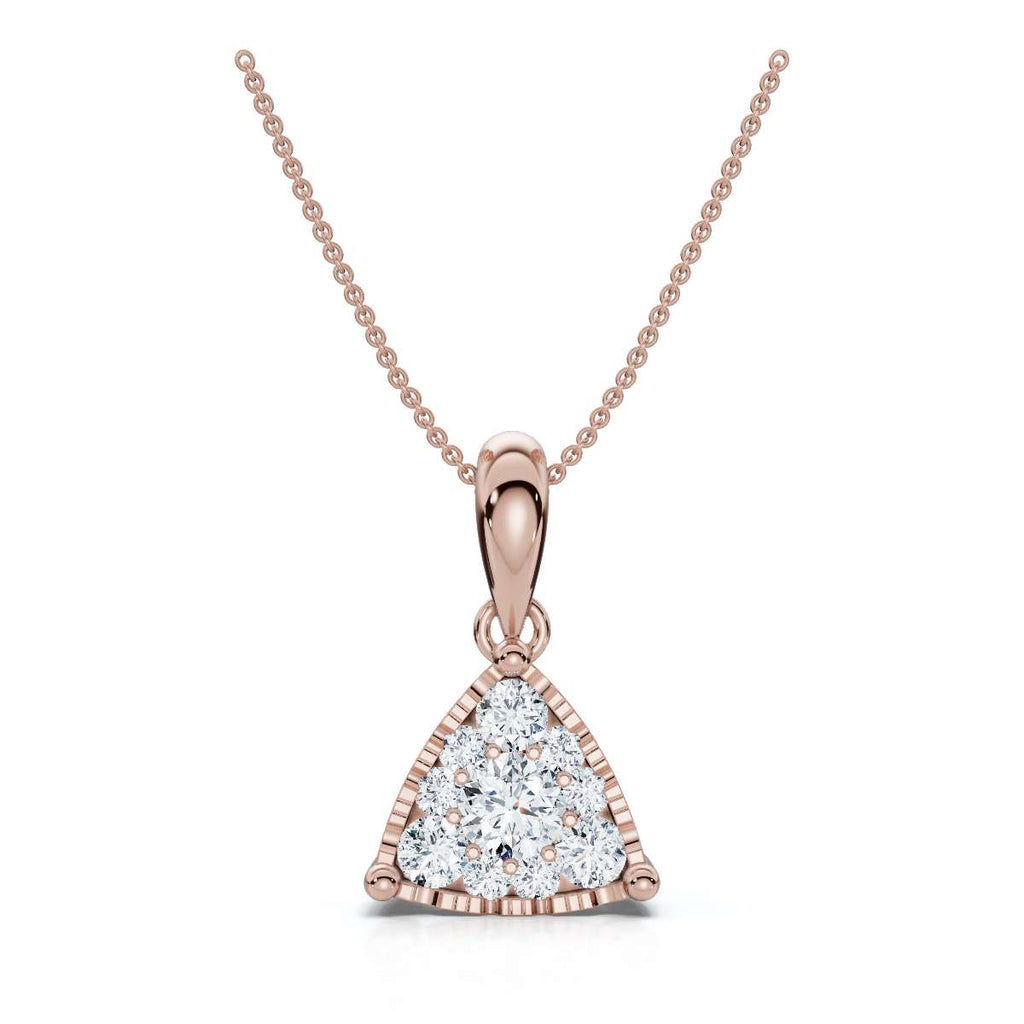 0.55 CTW Round Lab-Grown Diamond Triangle Cluster Pendant Necklace 14K-18K Gold/Platinum