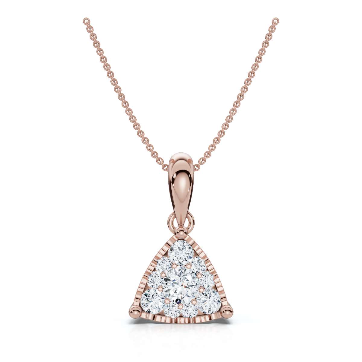 0.55 CTW Round Lab-Grown Diamond Triangle Cluster Pendant Necklace 14K-18K Gold/Platinum