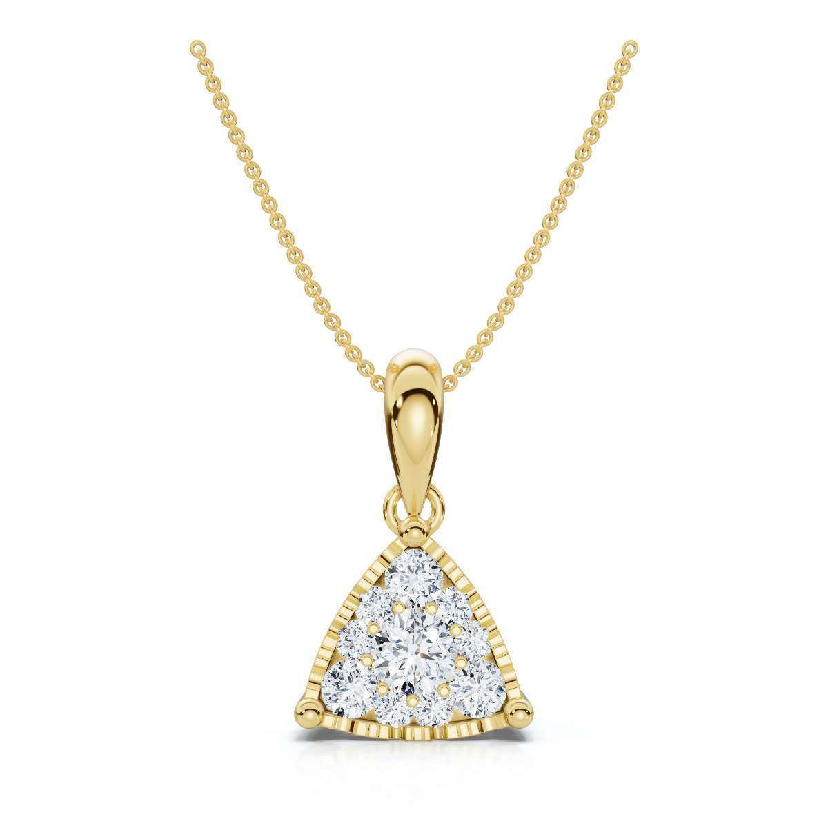 0.55 CTW Round Lab-Grown Diamond Triangle Cluster Pendant Necklace 14K-18K Gold/Platinum