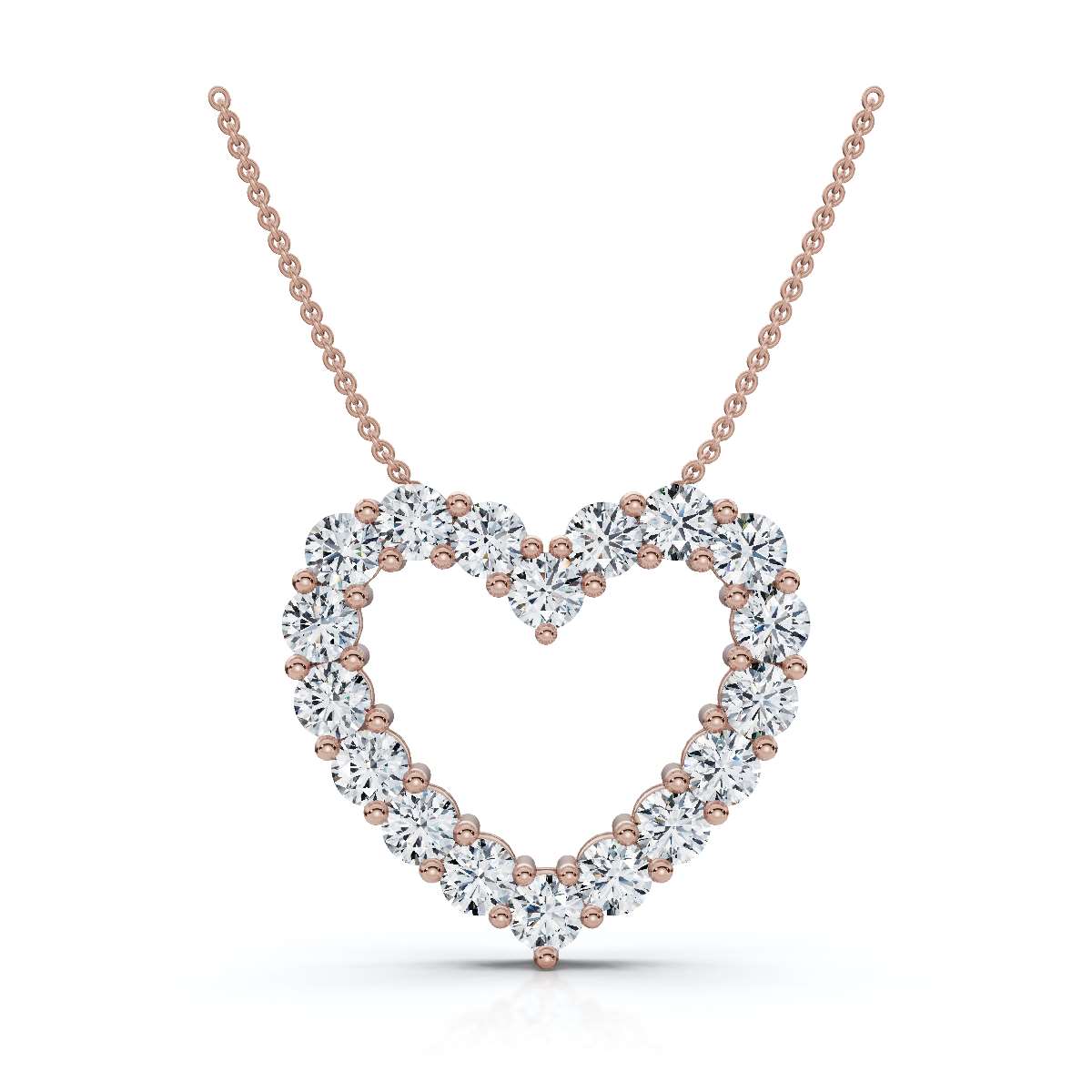 1.44 CTW Round Lab-Grown Diamond Shared Prong Open Heart Pendant Necklace 14K-18K Gold/Platinum