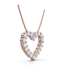 1.44 CTW Round Lab-Grown Diamond Shared Prong Open Heart Pendant Necklace 14K-18K Gold/Platinum