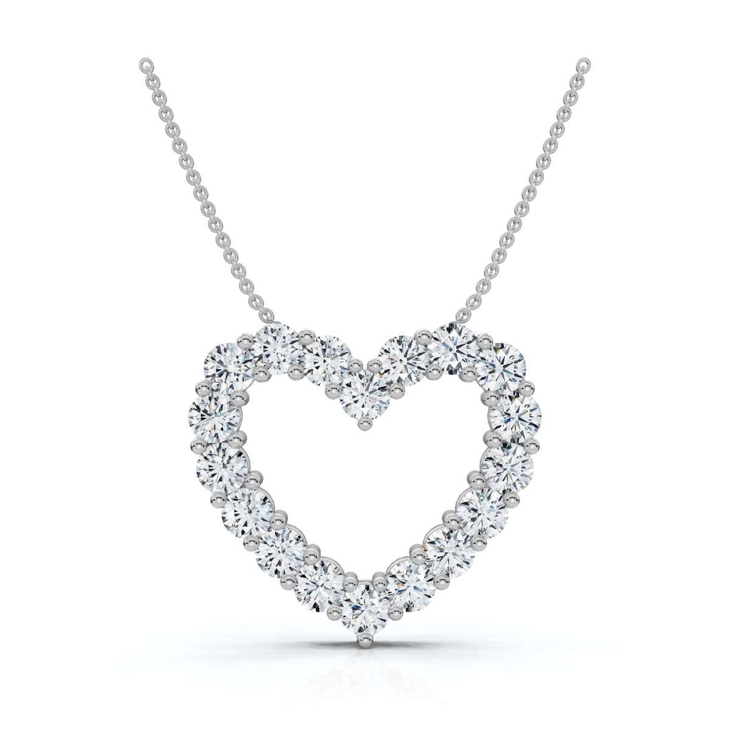 1.44 CTW Round Lab-Grown Diamond Shared Prong Open Heart Pendant Necklace 14K-18K Gold/Platinum