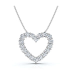 1.44 CTW Round Lab-Grown Diamond Shared Prong Open Heart Pendant Necklace 14K-18K Gold/Platinum